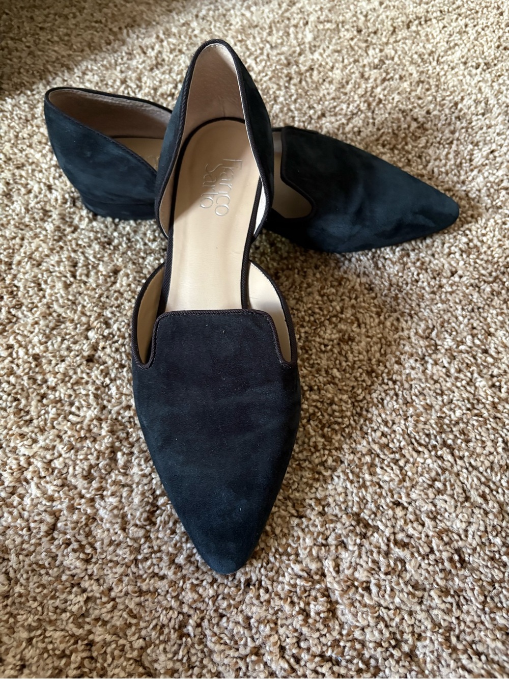 SARTO By Franco Sarto Black Suede Pointed D'Orsay Flats